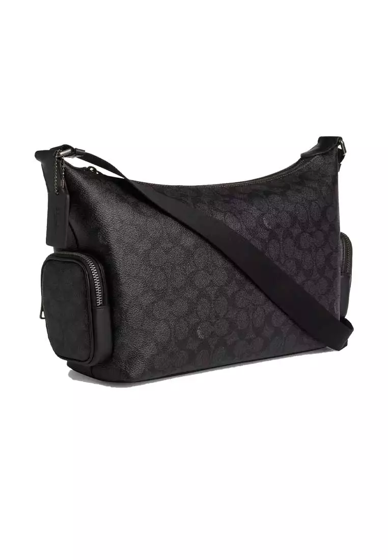 Finn Crossbody Bag With Pockets In Signature Canvas Charcoal/Black CCG18