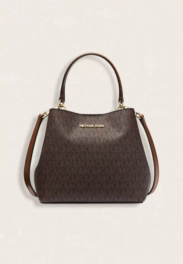 Michael Kors Pratt Small Signature Logo Shoulder Bag Brown