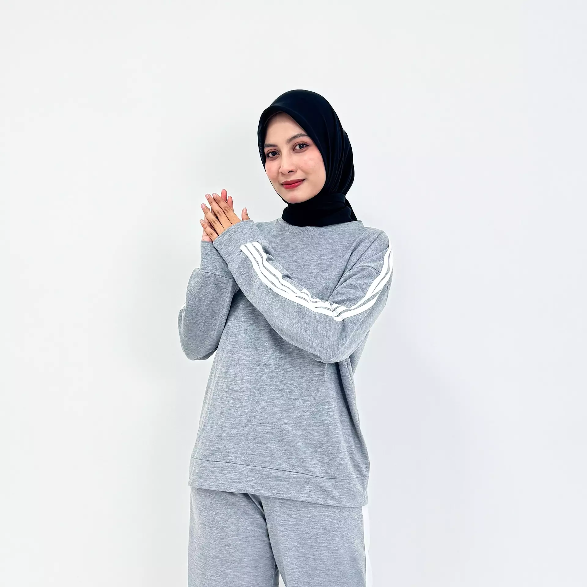 Joanita Training Set Pocket | Setelan Olahraga Wanita Size M-XXL ABU MUDA