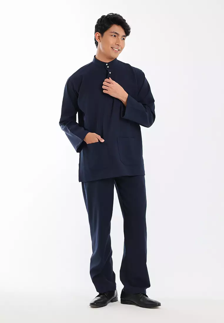 Alain Delon Baju Melayu Cekak Musang Dewasa - 19026001-39Navy