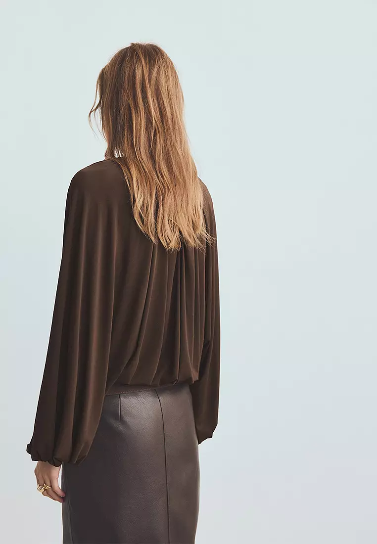 Gathered Blouse With Round Neckline