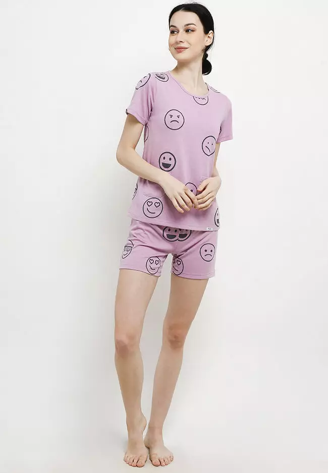 Pyjama Short Sleeve Short Pants Pocket Sleepwear