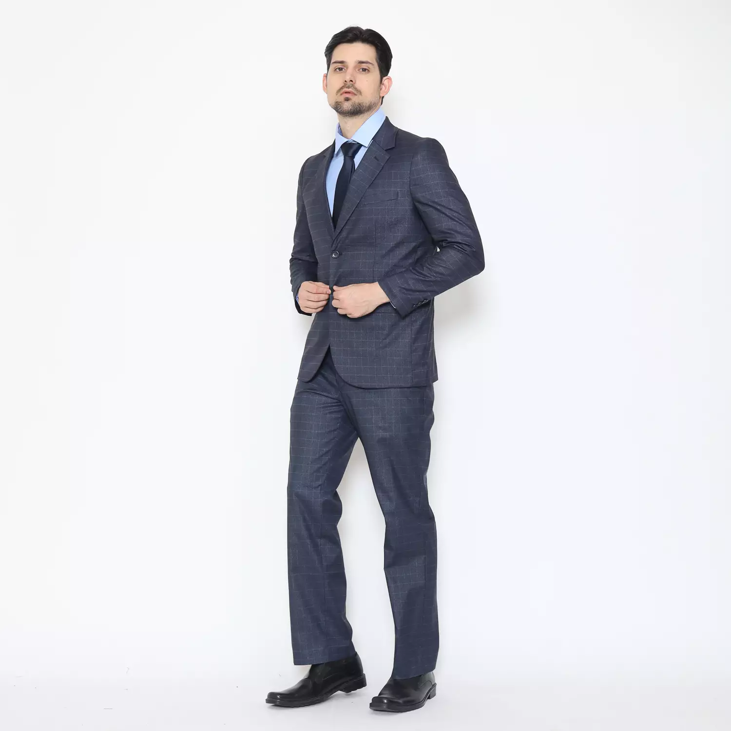 Lawell Jas Pria Formal Navy Motif Windowpane – Jas Kancing Dua | Kenzo