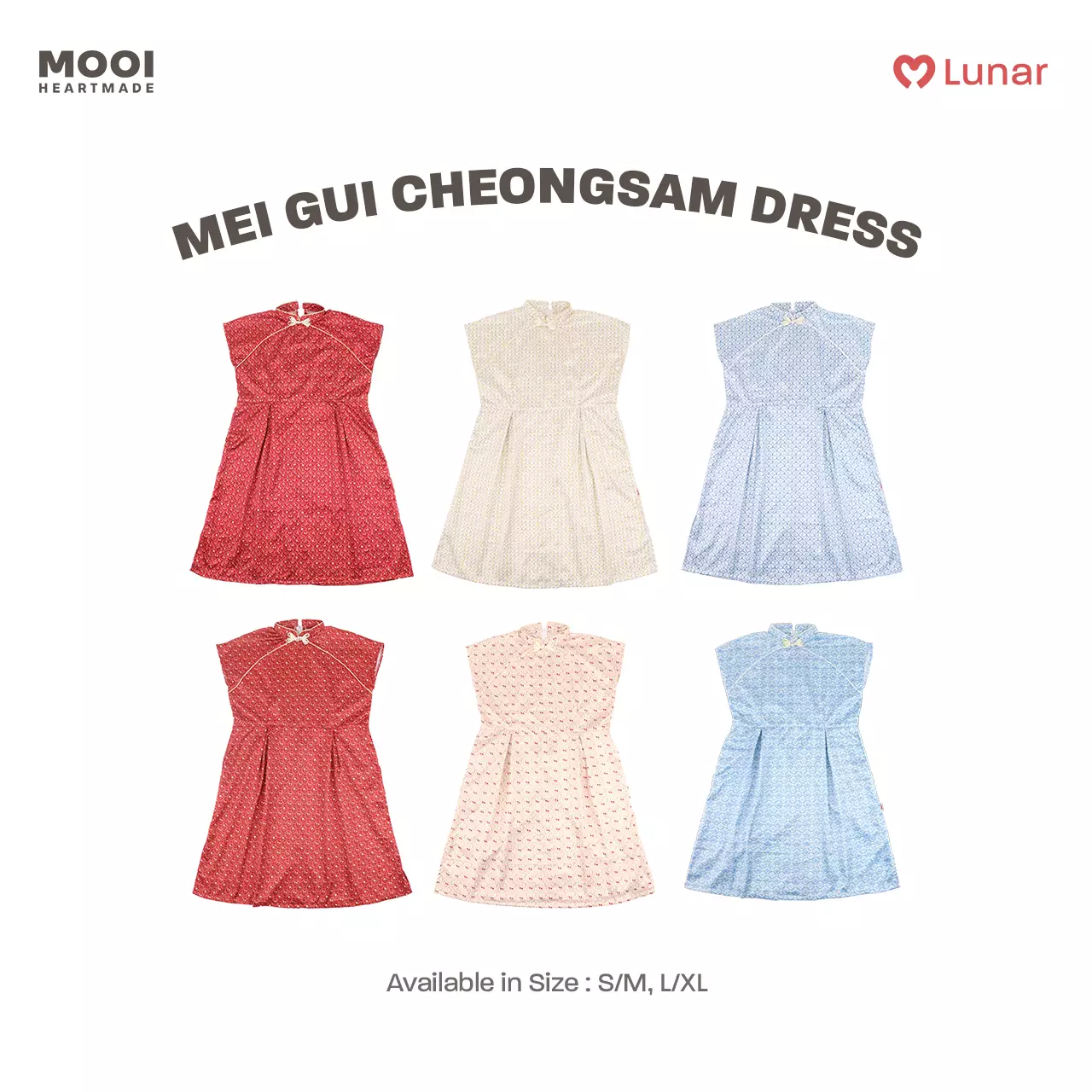 Mooi Dress Dewasa Lunar Collection Mei Gui Cheongsam Dress Adult - Trellis Cream