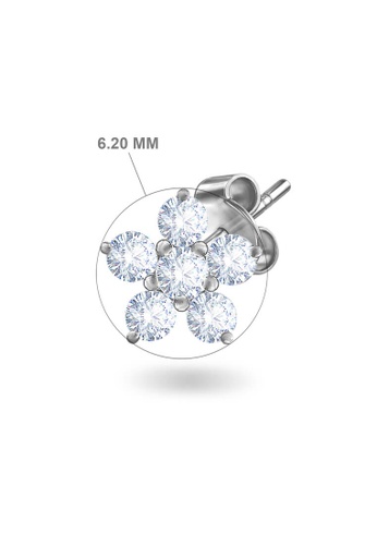 Aquae Jewels white Earrings Fairy Flower, 18K Gold and Diamonds - White Gold,Lobe Earring,Pair 8460DACD0D6F49GS_1