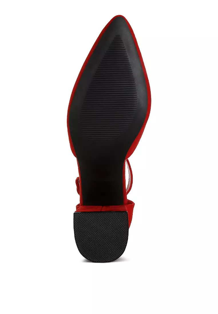 Sandal Santai Bertumit Sedang Warna Merah