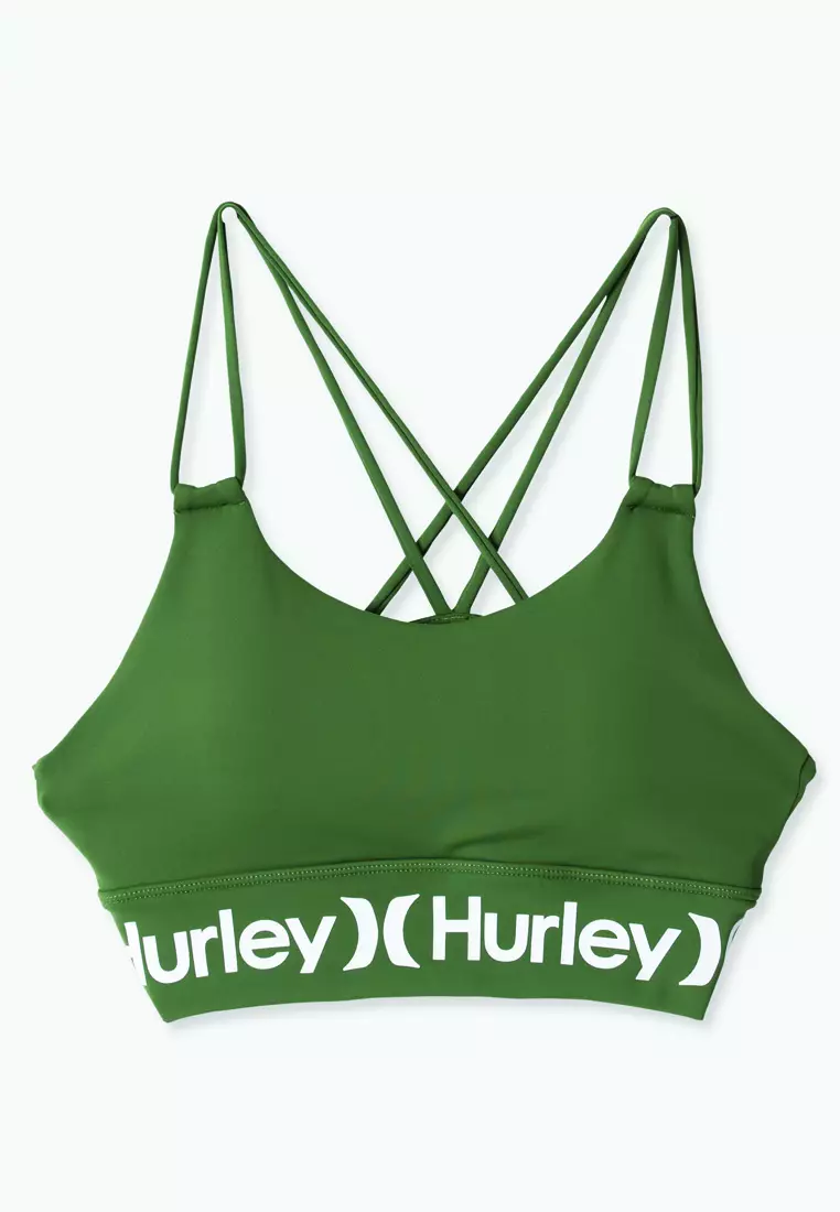 Hurley Womens Comfy Cross Strap Sports Bra Tank Top WSB2200002 Green