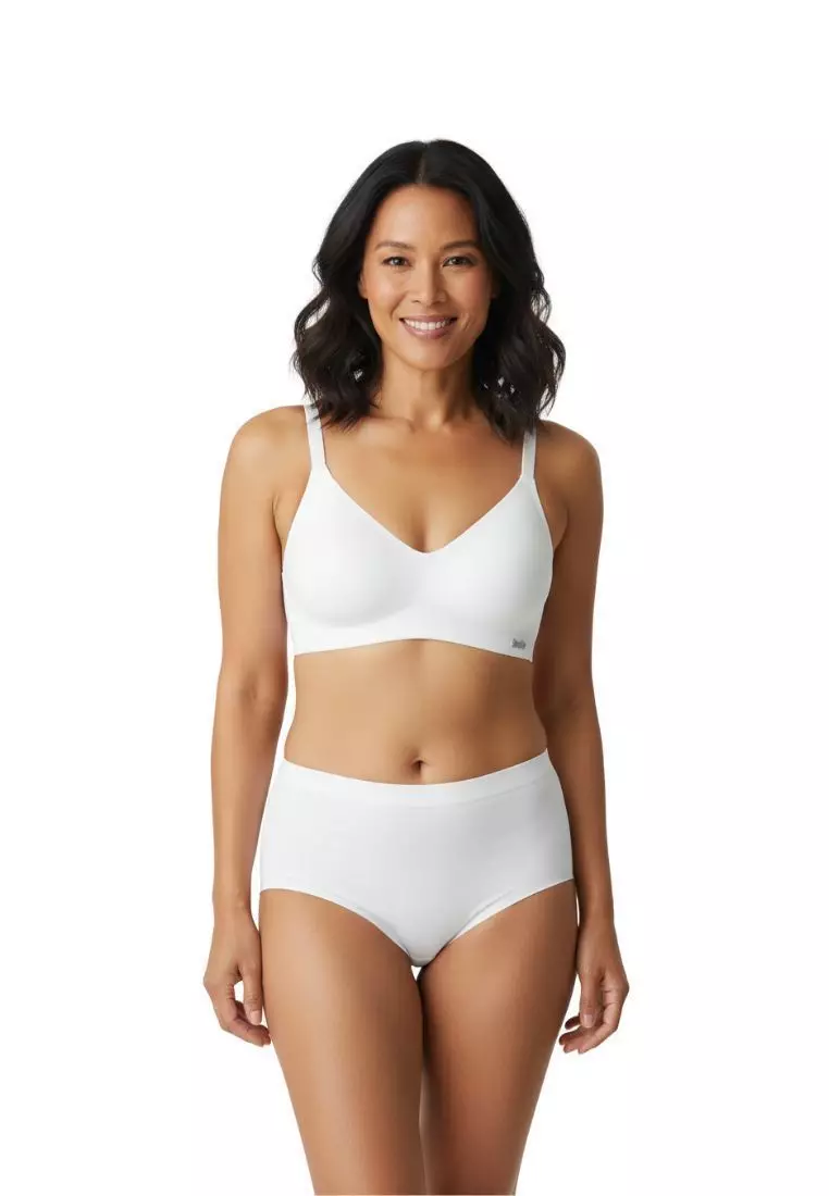 Special Bundle Premium Melanie Seamless Wireless Padded Support Bra in White and Dayana Panty in White
