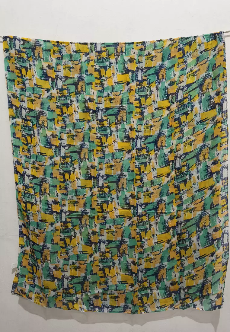 Aksesoris Scarf Wanita Cascade Beauty silk-Feel Scarf Green & Multi