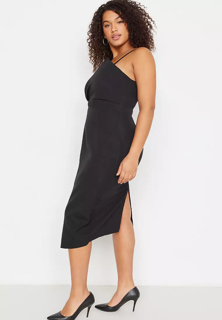 Buy Trendyol Plus Size Fitted Asymmetrical Midi Dress 2025 Online