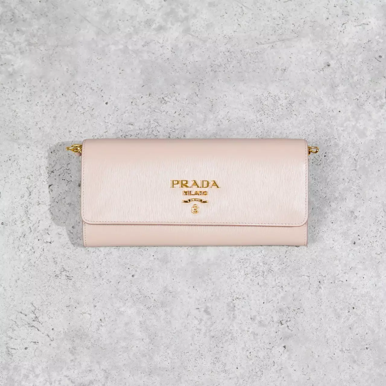 Dompet PRADA VITELLO MOVE GHW NUDE FLAP WALLET ON CHAIN BAG 100% ORIGINAL