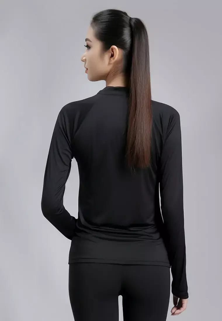 LSD27 baju gym lengan panjang stretch jersey "td active outline forward" hitam