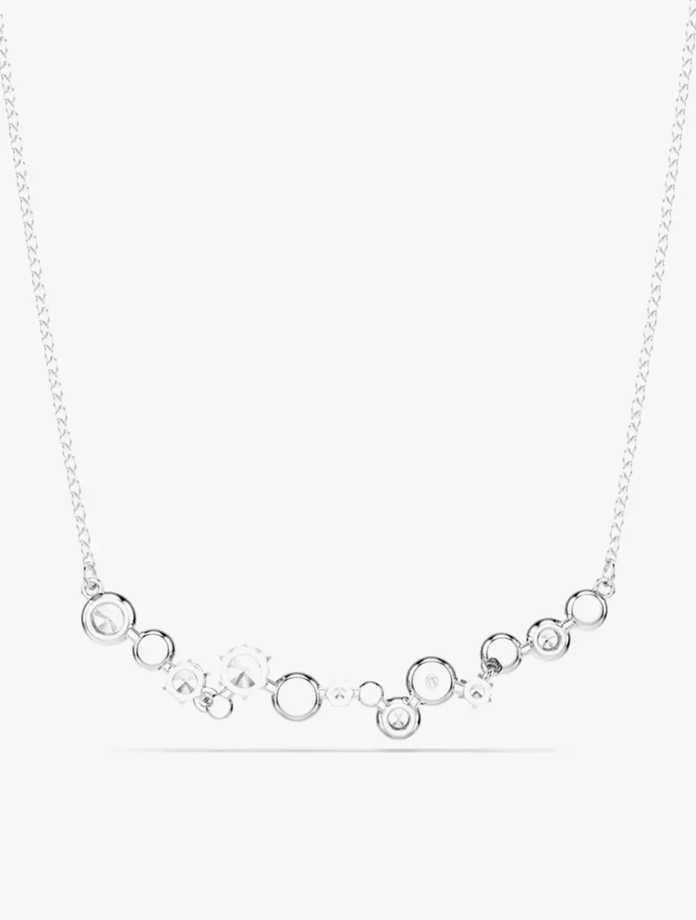 Constella necklace, Mixed cuts, White, Rhodium plated