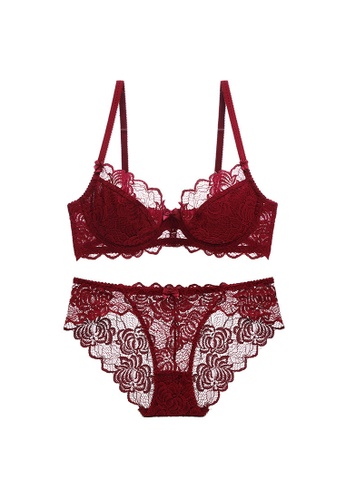 W.Excellence red Premium Red Lace Lingerie Set (Bra and Underwear) 2E729US0A8CEFFGS_1