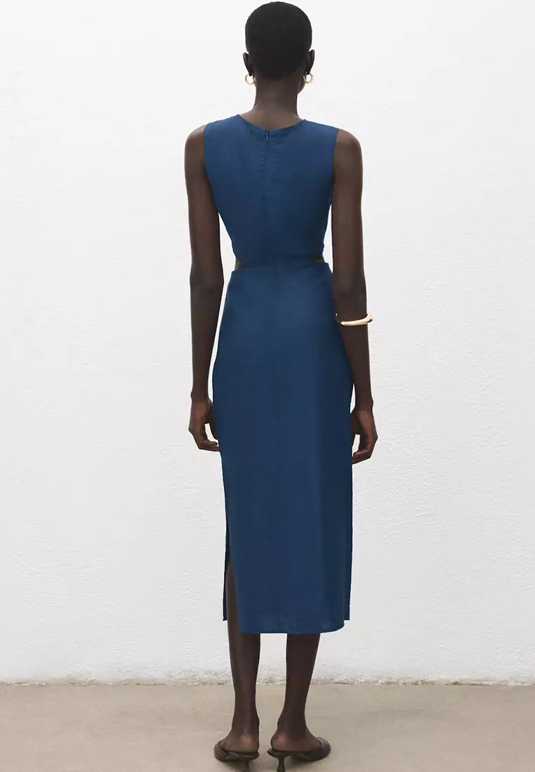 Crinkled-Effect Dress With Cut-Out