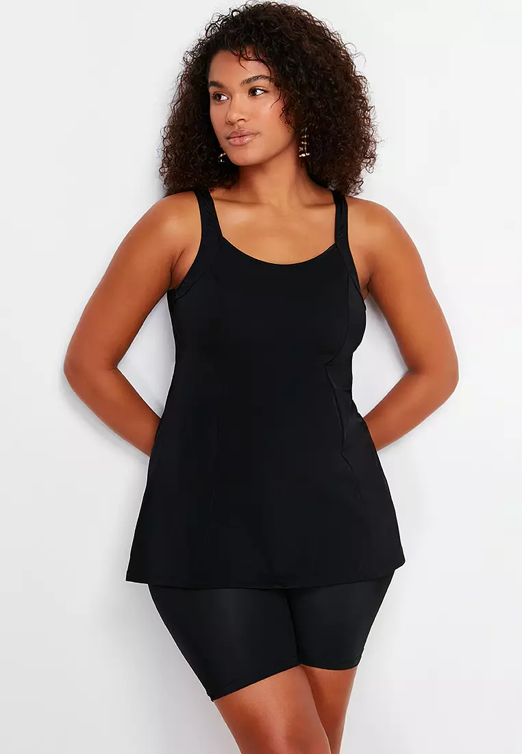 Square Neck Tankini Plus Size Swimsuit
