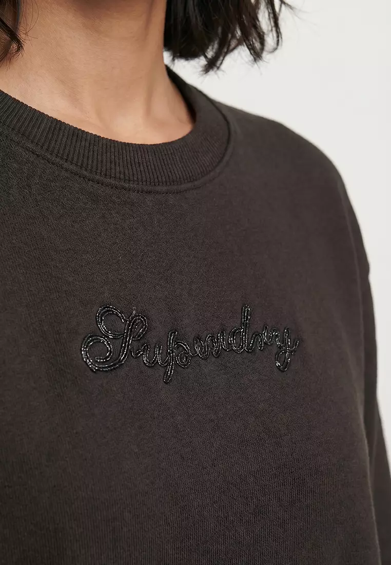 Script Brand Loose Crew Sweatshirt
