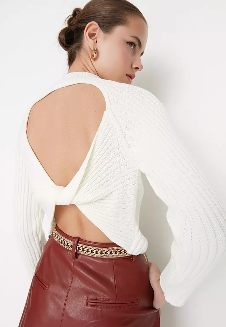 Express open back sweater online