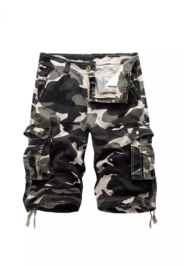 Mens black camo 2025 cargo shorts