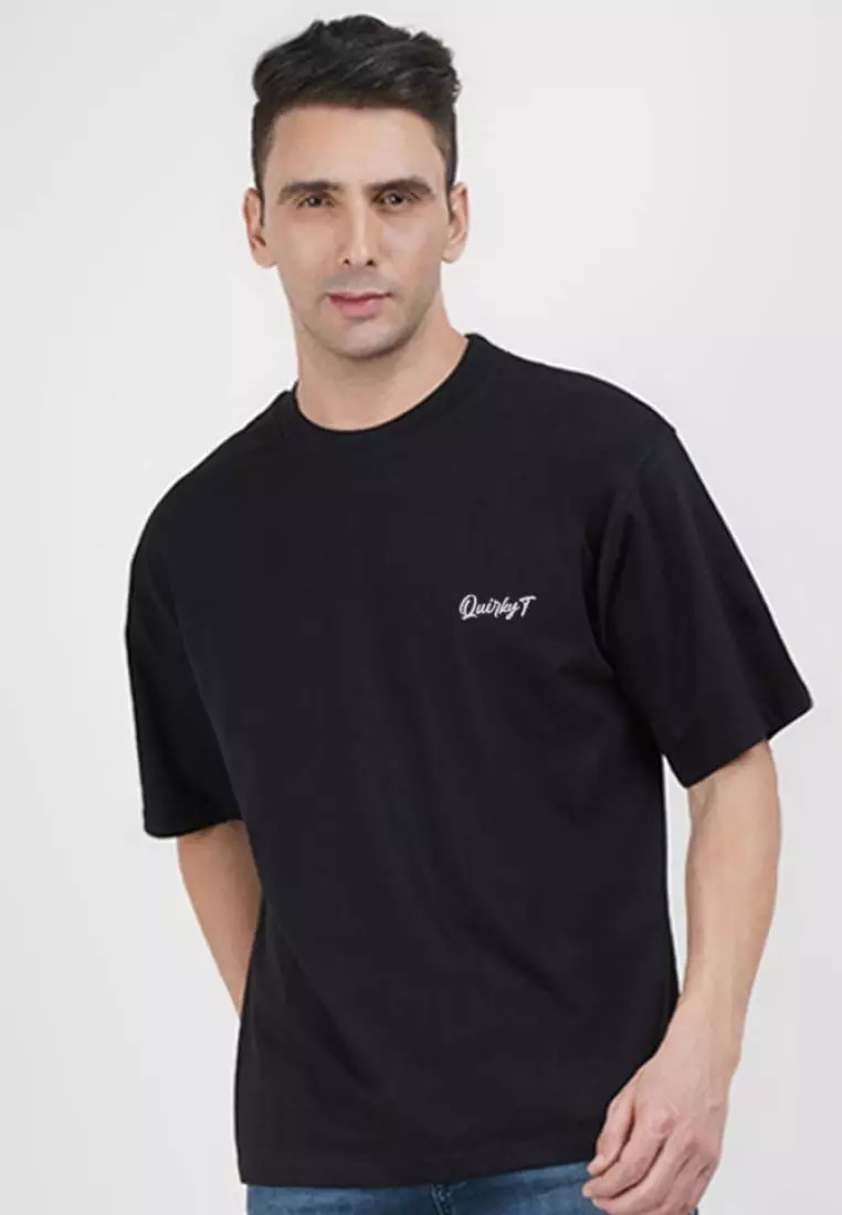 大廓形武士刀战士黑色棉质短袖必备 T 恤