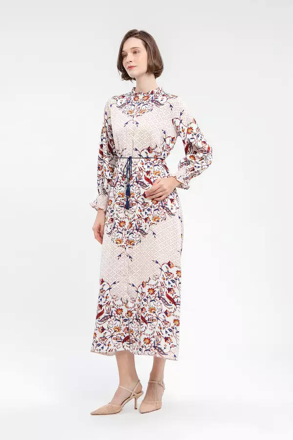 MINIMAL - Quibelle- Gamis Motif Bunga - Off White Colour Offwhite