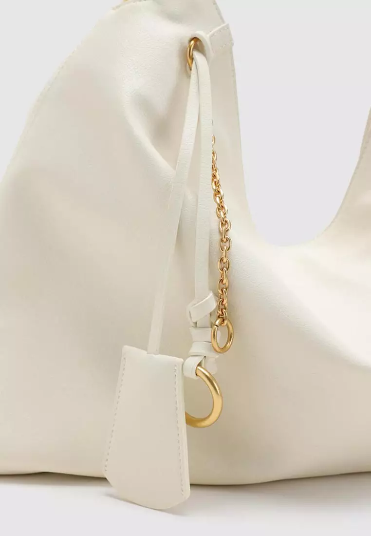 Slouchy Open Top Chain Shoulder Bag Artificial Leather