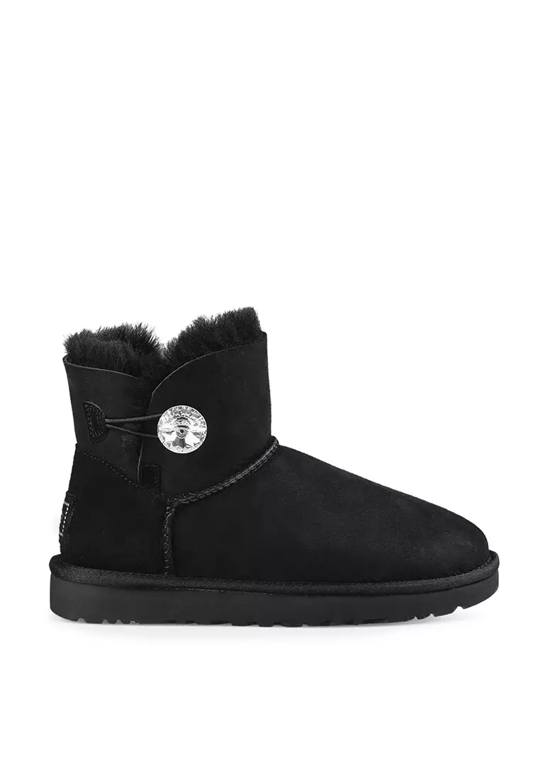 Discount on Ugg  shoes - SKU: Ugg Women's Mini Bailey Button Bling Boot - Black (1016554-Blk)