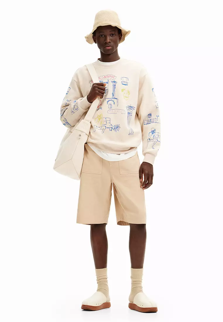 Desigual Man Sweatshirt with illustration design.