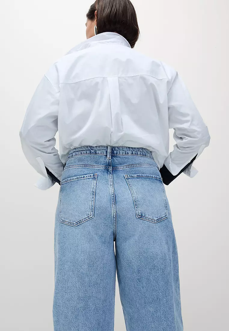 High Waisted Carrot Leg Ankle Grazer Jeans