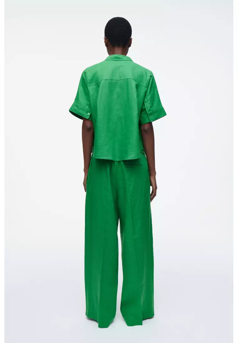 STRAIGHT-LEG TAILORED LINEN TROUSERS