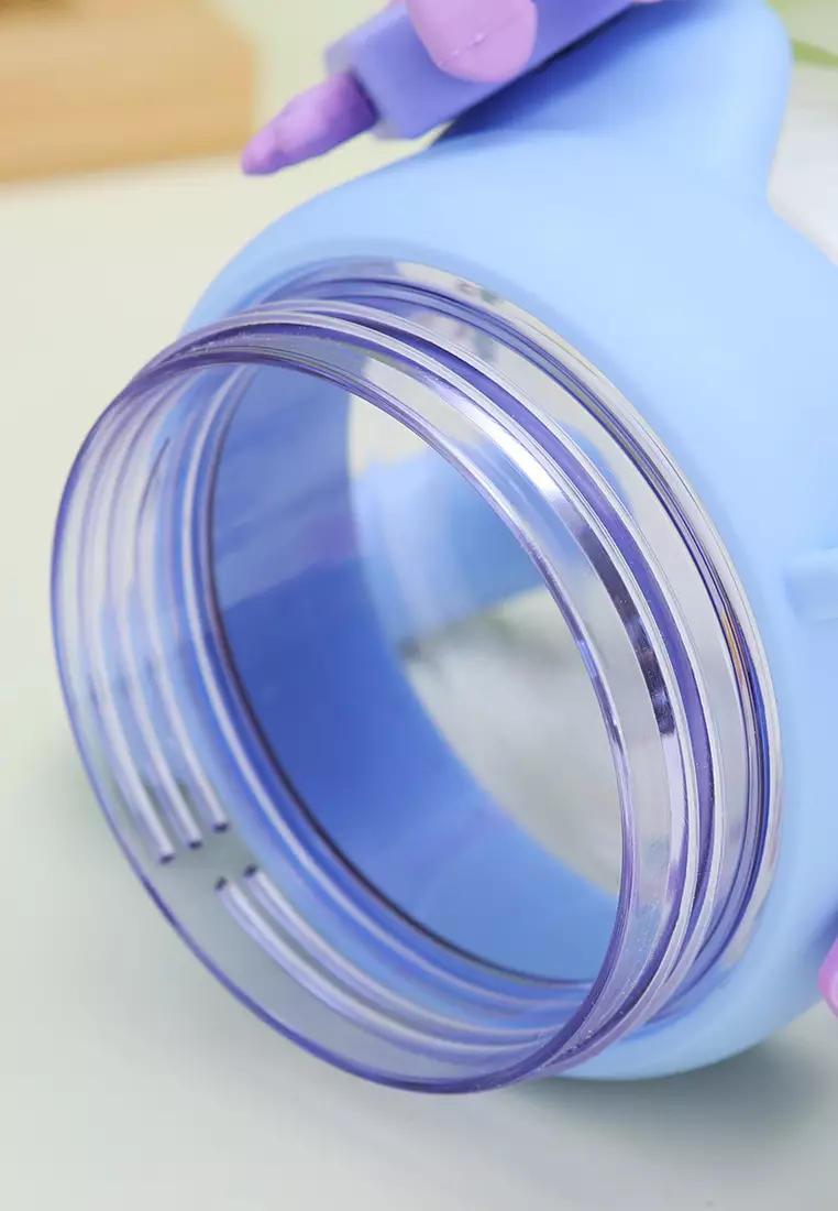 Wakakids Botol Minum Plastik Transparan Bentuk Gelas Gagang Karakter Lucu Charm 2 Cara Minum 680ml K3033 Venrc Hijau