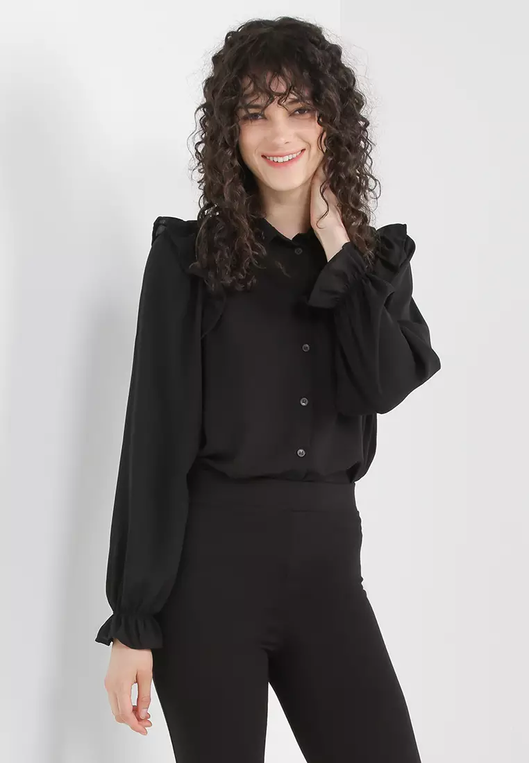 Formal best sale ruffle blouses