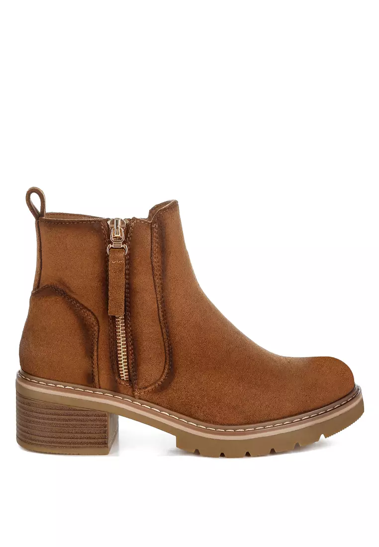 Discount on London Rag  shoes - SKU: Microfiber Zipper Boots in Brown