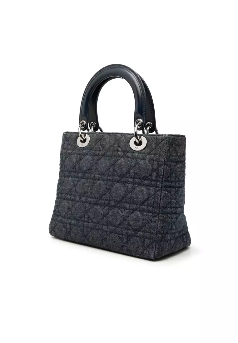 Pre-Loved Dior Medium Denim Cannage Lady Dior