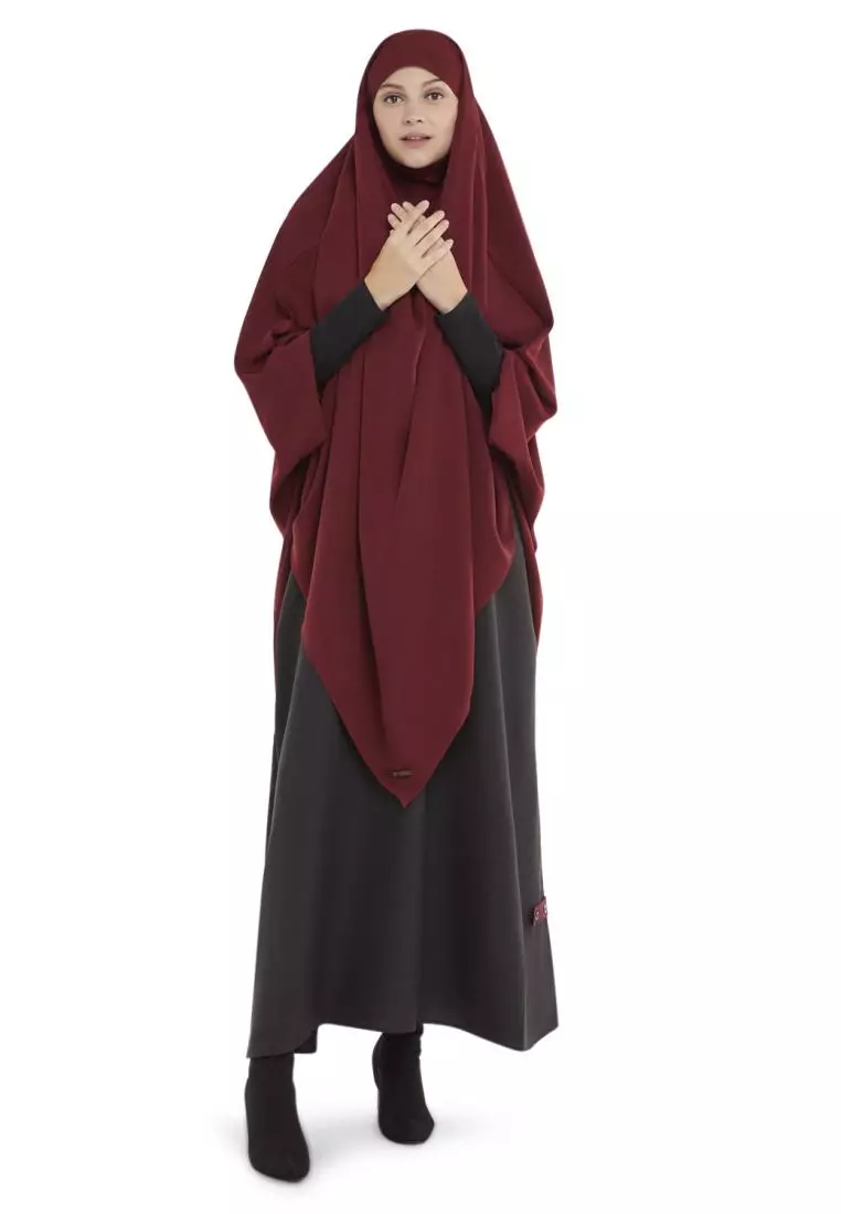 Queenza Zayidan French Khimar Hijab Ameera - Maroon