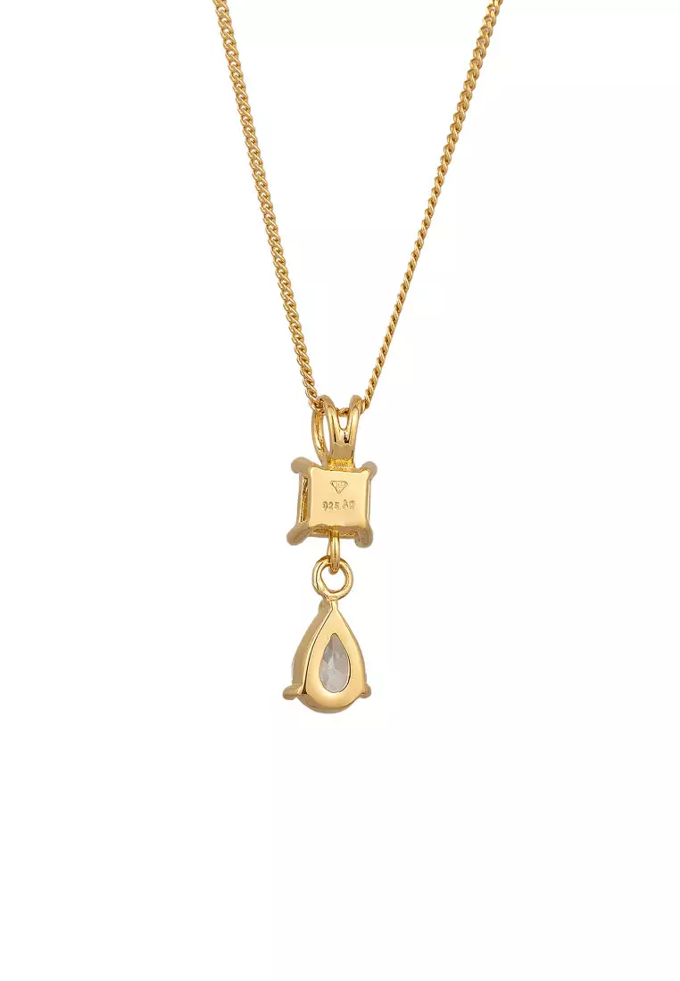 Kalung Perhiasan Perak 925 Wanita Drop Zirconia Gold Plated