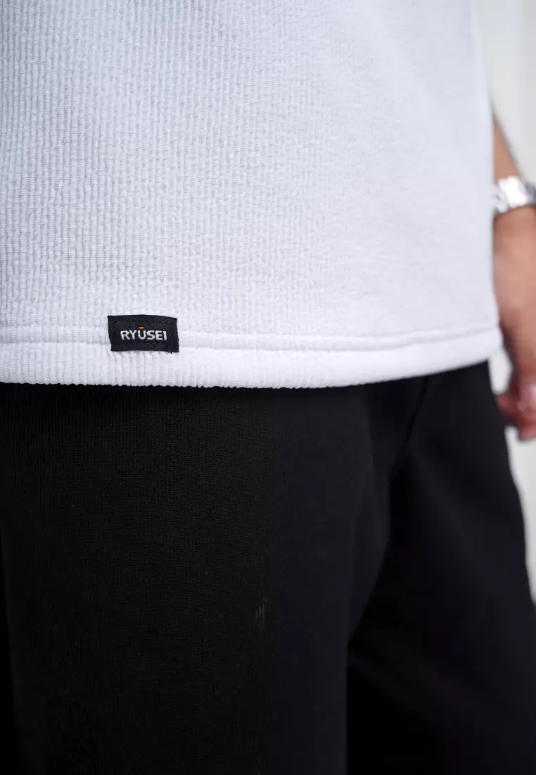 Ryusei Polo Pria SHIN Fit Basic White | Polo dengan Tekstur Unik