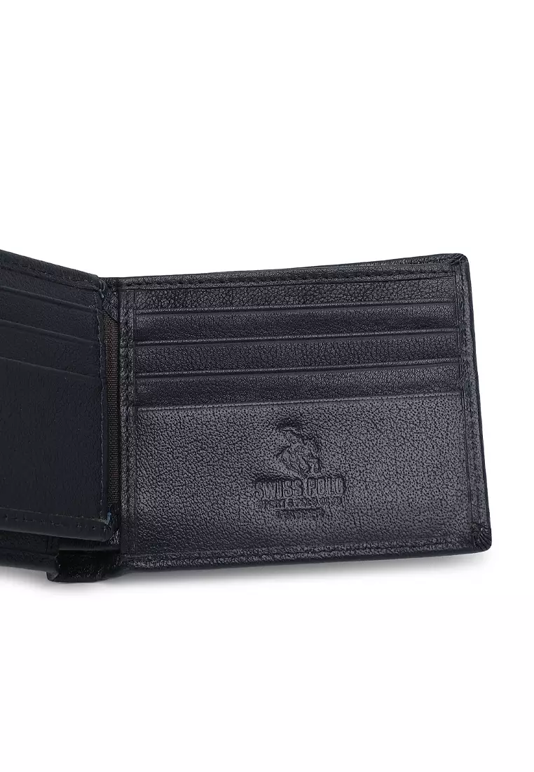Men's Genuine Leather RFID Blocking Fortune Wallet (Genuine 皮具錢包) - 蓝色