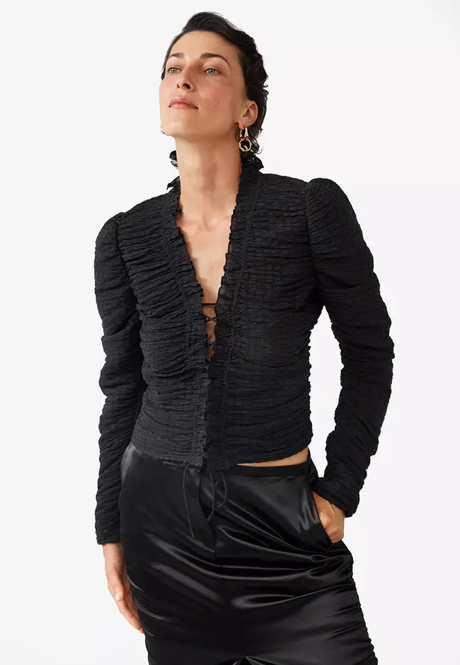Ruched tie hotsell front top
