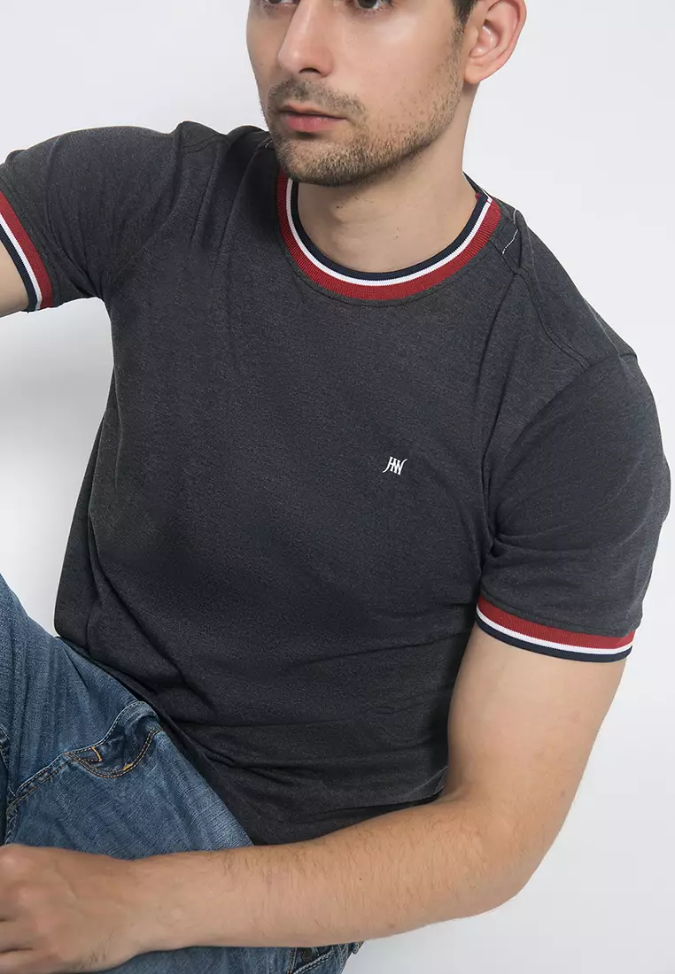 Johnwin - Kaos Casual - Motif Polos - Hitam - Slim Fit - ATS.622.M354.03.C-S/S