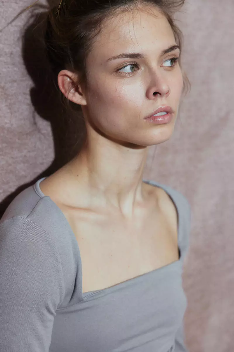 Gathered square-neck top