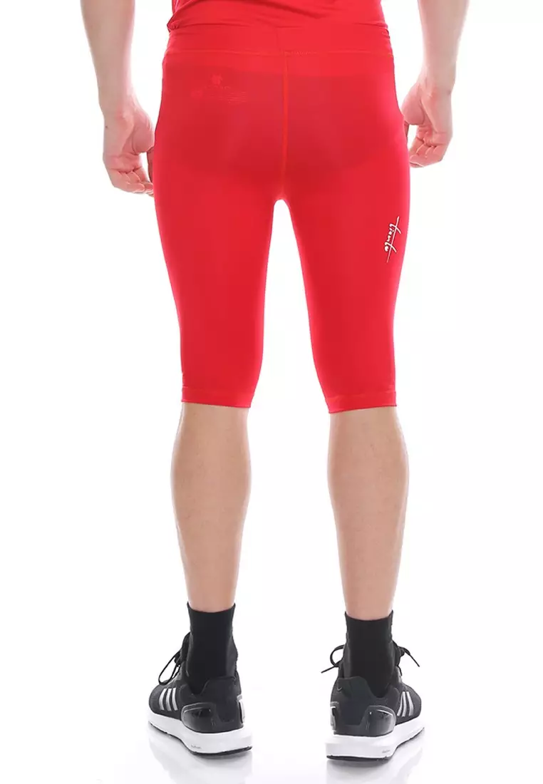 Tiento Baselayer Rash Guard Compression Half Pants Red White