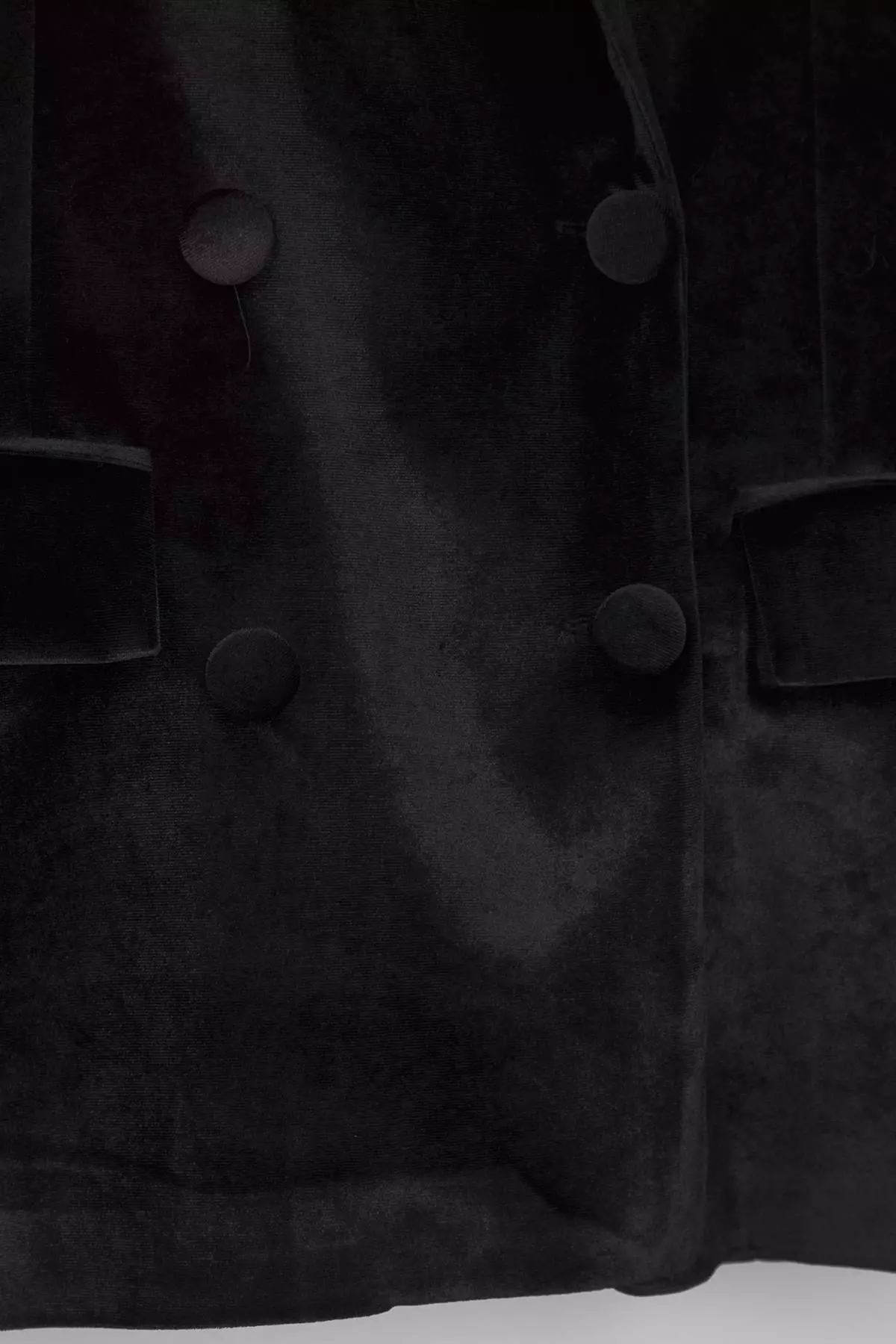 Black Double Breasted Woven Velvet Blazer Jacket Twoaw26Bc00015