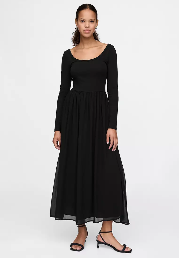 Buy GAP Mixed Media Sheer Maxi Dress 2026 Online | ZALORA