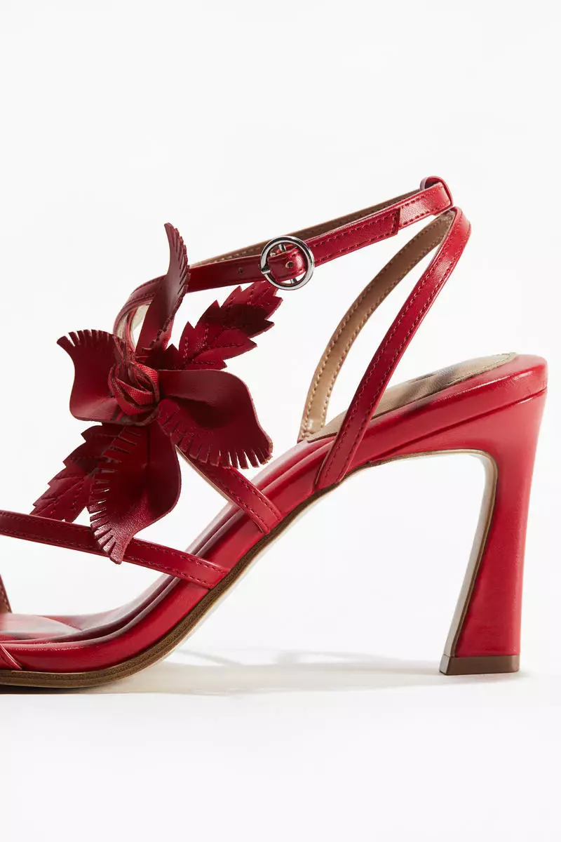 Appliquéd heeled sandals