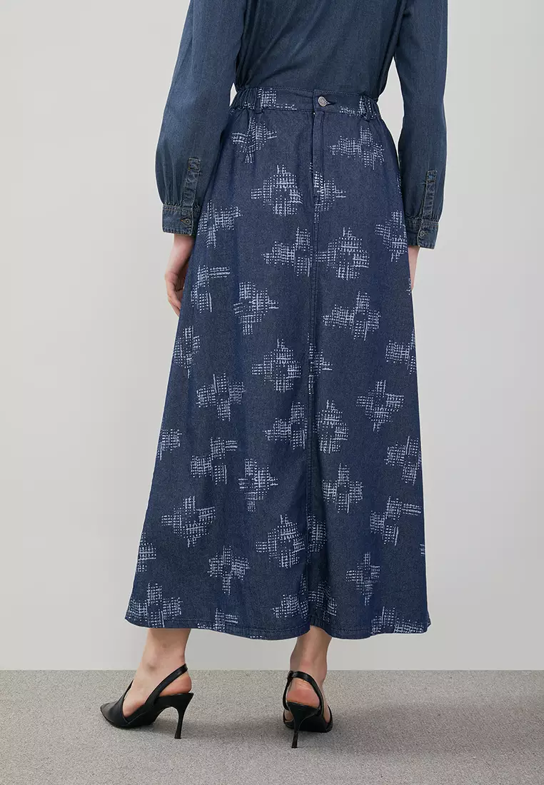 DUST Rok A-Line Anira Abstrak Navy (D. 21152)