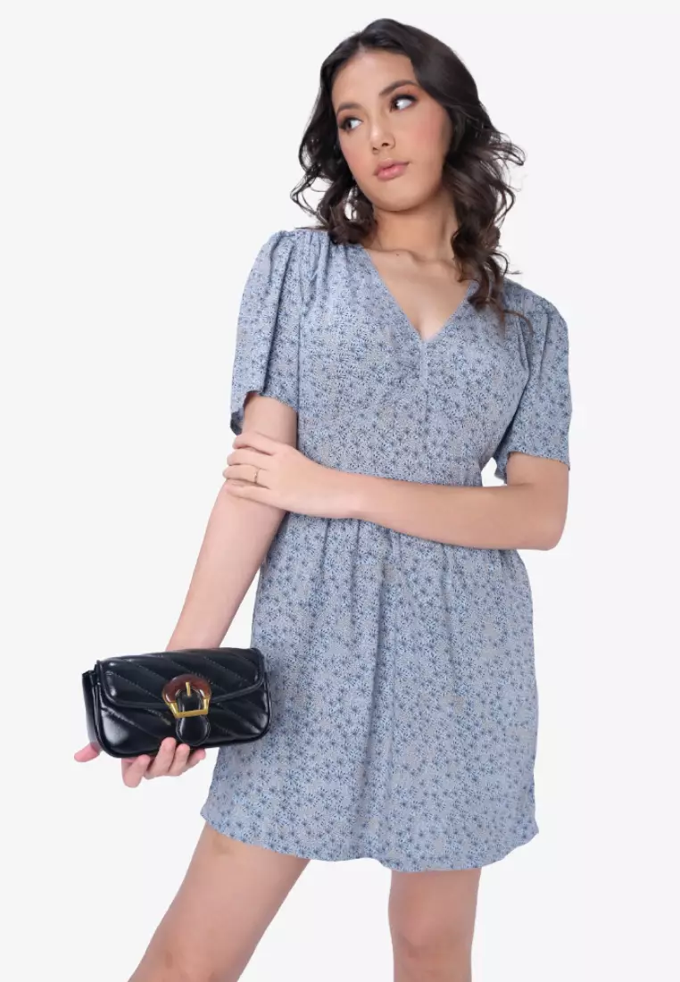 Floral Dress With Cut And Sew