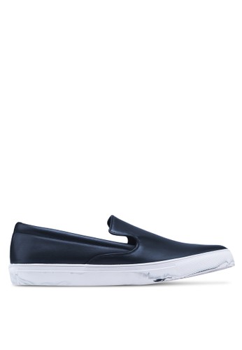 Faux Leather Slip-Ons With Marble Effect Outsoles