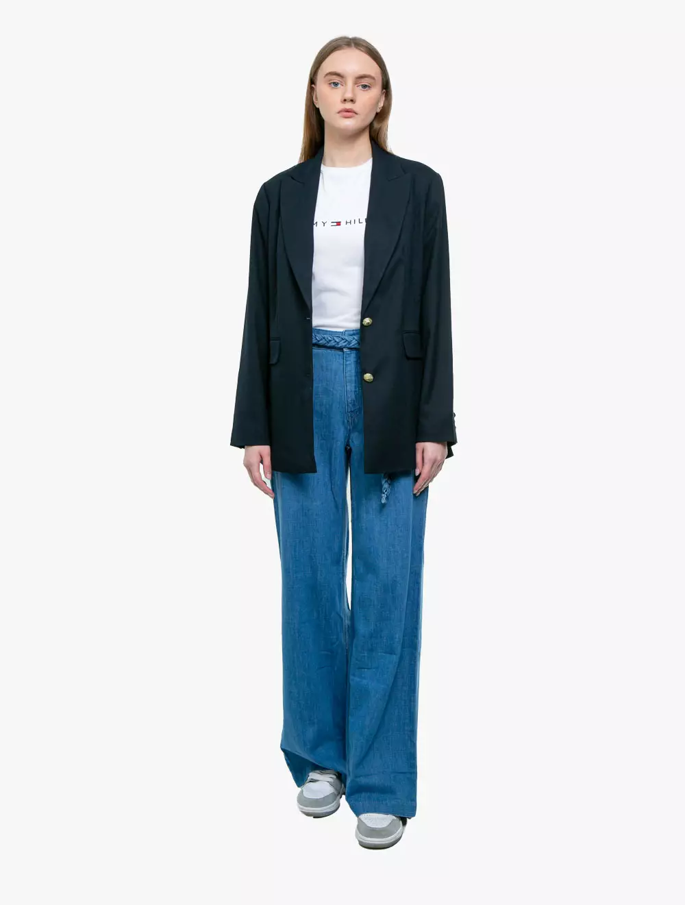 TOMMY HILFIGER - VISCOSE BLENDED BLAZER - NAVY - NAVY