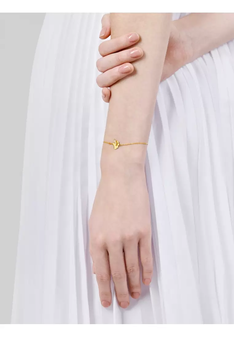 999 24K Gold Essence Ginkgo Leaf Bracelet for Women 94561B